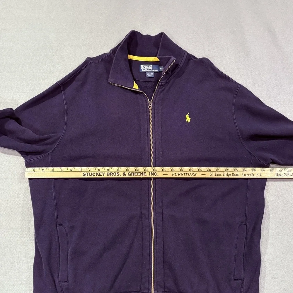 Polo Ralph‎ Lauren Sweater Men 2XL Purple Mock Neck Full Zip Fleece Pony Logo